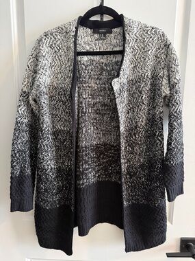 Forever 21 Black & Gray Ombre Open-Front Knit Cardigan